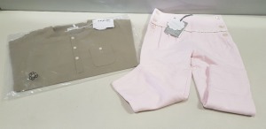 40 PIECE MIXED HAPPYOLOGY CLOTHING LOT CONTAINING PINK PANTS AND KHAKI TOPS IN VARIOUS SIZES