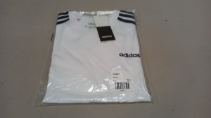 16 X BRAND NEW ADIDAS WHITE/BLACK T-SHIRT - SIZE 13-14yrs