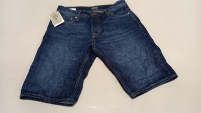 10 X BRAND NEW JACK JONES BLUE DENIM (JEAN) SHORTS - SIZE MEDIUM