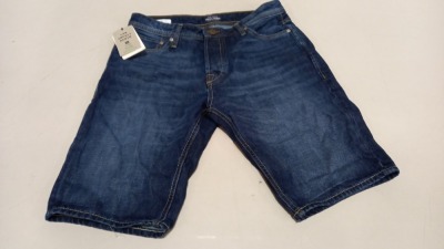 10 X BRAND NEW JACK JONES BLUE DENIM (JEAN) SHORTS - SIZE SMALL