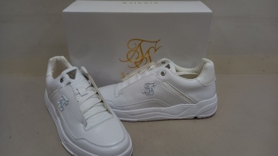 13 X BRAND NEW SIKSILK WHITE & SILVER BLAZE LUX TRAINERS - SIZED UK10