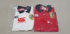 26 X BRAND NEW CANTERBURY WOMENS T SHIRTS IE HOME NATION POLOS IN WHITE AND RED SIZE 12 AND 14