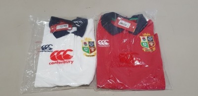 26 X BRAND NEW CANTERBURY WOMENS T SHIRTS IE HOME NATION POLOS IN WHITE AND RED SIZE 12 AND 14