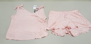 16 X BRAND NEW DOROTHY PERKINS PINK STRIPED PYJAMA SET IE VEST TOP AND SHORTS SIZE LARGE RRP £18.00 (TOTAL RRP £288.00)