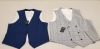 25 PIECE MIXED CLOTHING LOT CONTAINING BURTON MENSWEAR WAISTCOATS IN NAVY AND GREY IN VARIOUS SIZES