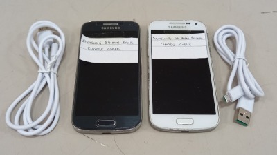 2 X SAMSUNG S4 MINI MOBILE PHONES WITH CHARGING CABLES