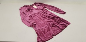 20 X BRAND NEW OASIS VELVET (EMPIRE LINE FRILL HEM) ROSE COLORED SKATER DRESS - SIZE LARGE