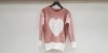 20 X BRAND NEW KNIT SWEATERS WITH HEART LOGO IN PINK & WHITE - STRECH FIT