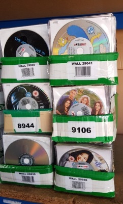 1200 PIECE MIXED DVD LOT CONTAINING SIMPSONS, MICHEAL MCYNTIRE LIVE, THE ASSASSAIN, FAMILY GUY AND THE A TEAM ETC
