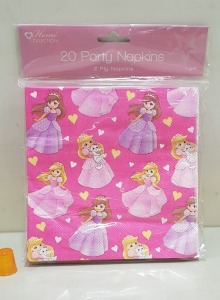 288 X BRAND NEW HOME COLLECTION PACKS OF 20 PARTY PRINCESS NAPKINS IN 12 BOXES