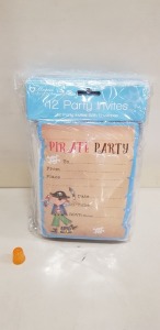 1200 X BRAND NEW HOME COLLECTION PIRATE PARTY INVITES WITH ENVELOPES ON A PALLET