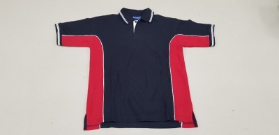 50 X BRAND NEW PAPINI NAVY / RED CHILDRENS POLO SHIRTS AGE 7-8 YEARS