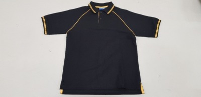 50 X BRAND NEW PAPINI BLACK / GOLD POLO SHIRTS AGE 11-12 YEARS