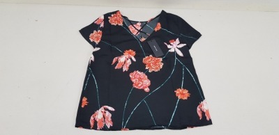 30 X BRAND NEW VERO MODA TOPS IN BLACK AND ROSE PATTEREN WITH SHOULDER STRINGS ALL IN VARIOUS SIZES.