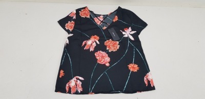 30 X BRAND NEW VERO MODA TOPS IN BLACK AND ROSE PATTEREN WITH SHOULDER STRINGS ALL IN VARIOUS SIZES.