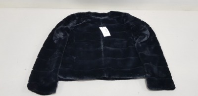 10 X BRAND NEW JACQUELINE DE YONG FUR COAT IN ALL BLACK ALL IN SIZE ( UK L) IN 2 TRAYS