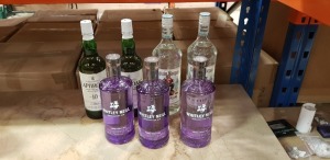 7 X PIECE MIXED ALCOHOL LOT CONTAINING 2 X CAPTAIN WHITE RUM, 3 X WHITLEY NEILL HAND CRAFFTED GIN (PARMA VIOLET) 2X LAPHROAIG SCOTCH WHISKEY