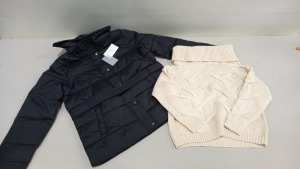 20 X BRAND NEDW JACQUELINE DE YONG JACKETS IN BLACK ALL IN SIZE ( UK L ) AND 10 X KNITTED SWEATERS IN CREAM