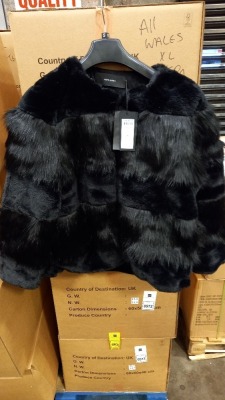 15 X BRAND NEW VERO MODA FAUX FUR JACKETS ALL IN BLACK IN SIZE ( UK XL) RRP £ 68 EACH