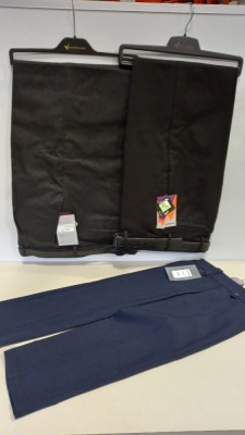 100 X BRAND NEW BOYS WINTERBOTTOMS TROUSERS IE BLACK , GREY CHARCOAL AND NAVY IN VARIOUS SIZES IN 5 BOXES