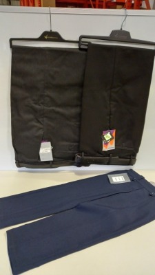 100 X BRAND NEW BOYS WINTERBOTTOMS TROUSERS IE BLACK , GREY CHARCOAL AND NAVY IN VARIOUS SIZES IN 5 BOXES