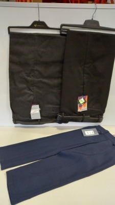 100 X BRAND NEW BOYS WINTERBOTTOMS TROUSERS IE BLACK , GREY CHARCOAL AND NAVY IN VARIOUS SIZES IN 5 BOXES