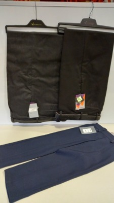 100 X BRAND NEW BOYS WINTERBOTTOMS TROUSERS IE BLACK , GREY CHARCOAL AND NAVY IN VARIOUS SIZES IN 5 BOXES