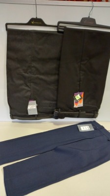 100 X BRAND NEW BOYS WINTERBOTTOMS TROUSERS IE BLACK , GREY CHARCOAL AND NAVY IN VARIOUS SIZES IN 5 BOXES