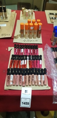 45 PIECE MIXED LOT CONTAINING LOREAL PARIS LIPSTICK, RIMMEL LONDON FOUNDATIONS IN VARIOUS SHADES AND STAY SATIN LIP COLOUR IN VARIOUS SHADES ETC