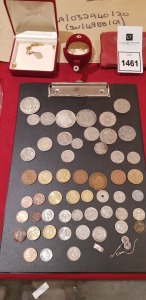 59 PIECE MIXED LOT CONTAINING JOYIRA NECKLACE AND EARRINGS AND 57 COINS