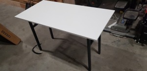 4 X BOXED WHITE FOLDABLE RECTANGULAR TABLES 60CM X 120CM (SOME MINOR SCUFFING)