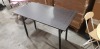 4 X BOXED DARK WALNUT COLOURED FOLDABLE RECTANGULAR TABLES 60CM X 120CM (SOME MINOR SCUFFING)