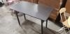 4 X BOXED DARK WALNUT COLOURED FOLDABLE RECTANGULAR TABLES 60CM X 120CM (SOME MINOR SCUFFING)