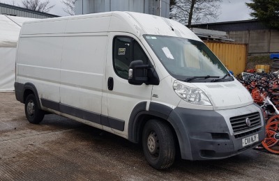 WHITE FIAT DUCATO 35 MAXI 120. ( DIESEL ) Reg : CV11WJY, Mileage : 0 Details: FIRST REGISTERED 30/6/2011 2287CC NO KEY NO V5 NO MOT MILEAGE UNKNOWN NEARSIDE WINDOW SMASHED