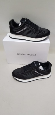 10 X BRAND NEW CALVIN KLEIN JILL LOW TOP LACE UP TRAINERS IN BLACK AND WHITE SIZE UK 4