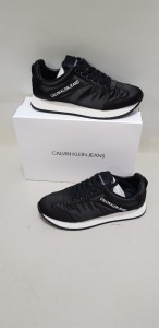 10 X BRAND NEW CALVIN KLEIN JILL LOW TOP LACE UP TRAINERS IN BLACK AND WHITE SIZE UK 4