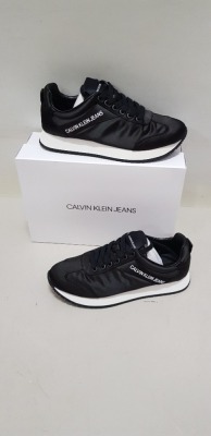 10 X BRAND NEW CALVIN KLEIN JILL LOW TOP LACE UP TRAINERS IN BLACK AND WHITE SIZE UK 4