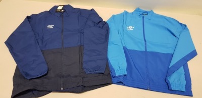 24 X BRAND NEW UMBRO SHOWER JACKETS IN DARK NAVY & FRENCH BLUE SIZE LARGE