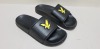 15 X BRAND NEW LYLE AND SCOTT SLIDERS IN BLACK SIZE UK 10 RRP-£20.00 TOTAL RRP-£300.00