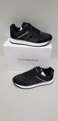 13 X BRAND NEW CALVIN KLEIN JILL LOW TOP LACE UP TRAINERS IN BLACK AND WHITE SIZE UK 5