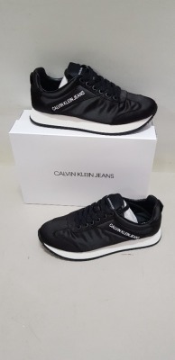 10 X BRAND NEW CALVIN KLEIN JILL LOW TOP LACE UP TRAINERS IN BLACK AND WHITE SIZE UK 4