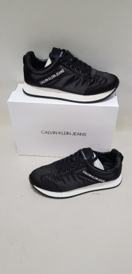 10 X BRAND NEW CALVIN KLEIN JILL LOW TOP LACE UP TRAINERS IN BLACK AND WHITE SIZE UK 4