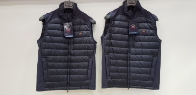 2 X BRAND NEW PAUL AND SHARK HYBRID VEST/GILET IN SOFT SHELL AND NYLON IN BLUE NAVY SIZE SMALL AND MEDIUM