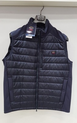 1 X BRAND NEW PAUL AND SHARK HYBRID VEST/GILET IN SOFT SHELL AND NYLON IN BLUE NAVY SIZE XXL