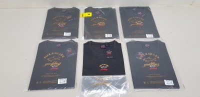 6 X BRAND NEW PAUL AND SHARK FRONT LOGO T-SHIRT IN GREY SIZES SMALL, MEDIUM AND LARGE