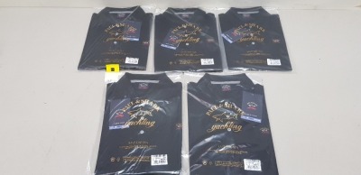 5 X BRAND NEW PAUL AND SHARK BLACK POLO SHIRTS IN SIZES MEDIUM AND XL