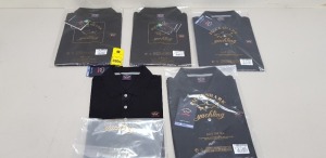 5 X BRAND NEW PAUL AND SHARK BLACK POLO SHIRTS IN SIZES SMALL AND MEDIUM