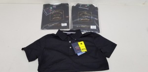 3 X BRAND NEW PAUL AND SHARK ITEMS IN BLACK BLACK IE. 2 X POLO SHIRTS IN SIZES MEDIUM AND 1 X T-SHIRT IN SIZE XXL