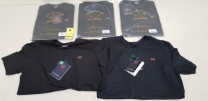 5 X BRAND NEW PAUL AND SHARK FRONT LOGO BLACK CREW NECK T-SHIRTS IN SIZES UK SMALL AND MEDIUM