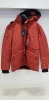 1 X BRAND NEW MASTRUM DOWN TORCH PARKA IN BURNT ORANGE SIZE LARGE ( LEFT POCKET DAMAGED IN STORE )